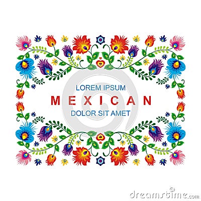 Lovely Mexican ethnic Floral decoration design Vector Illustration