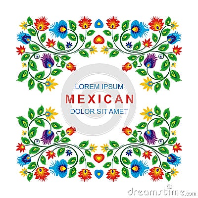 Lovely Mexican ethnic Floral decoration design Vector Illustration