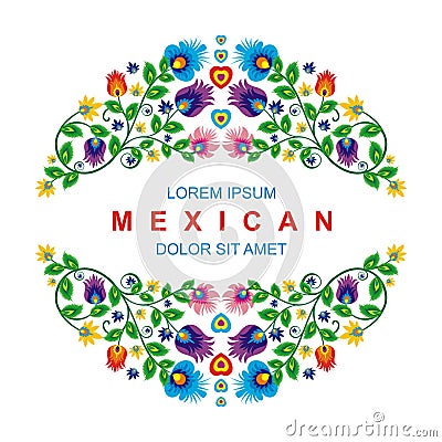 Lovely Mexican ethnic Floral decoration design Vector Illustration