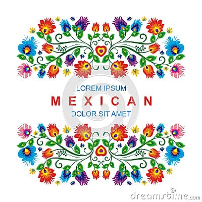 Lovely Mexican ethnic Floral decoration design Vector Illustration