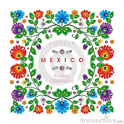 Lovely Mexican ethnic Floral decoration design Vector Illustration