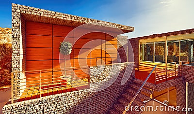 Lovely modern looking home 3d rendering Stock Photo
