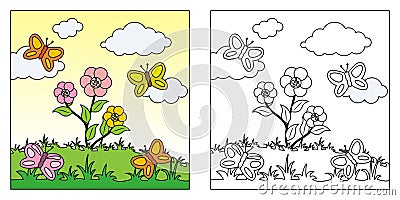 Lovely Nature coloring book for kids Stock Photo