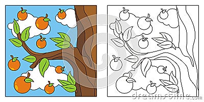 Lovely Nature coloring book for kids Stock Photo