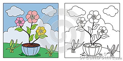 Lovely Nature coloring book for kids Stock Photo