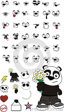 Lovely panda bear kid cartoon expressions set Vector Illustration