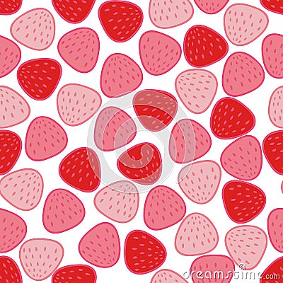 Lovely pink abstract simple strawberries repeating pattern Cartoon Illustration