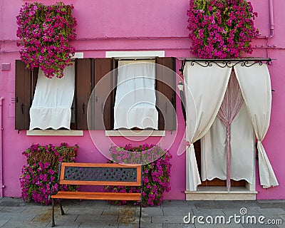 A Lovely Pink House in Venice Stock Photo