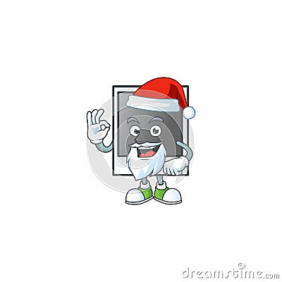 A lovely Santa empty polaroid photo frame mascot picture style with ok finger Vector Illustration