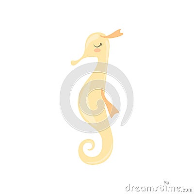 Lovely seahorse, cute sea creature character vector Illustration on a white background Vector Illustration