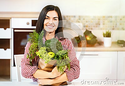 Woman Holds Shopping Bag Stock Photo