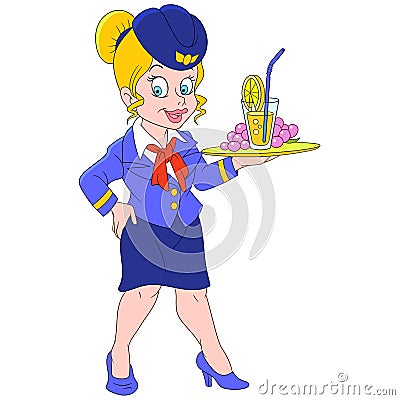 Lovely stewardess Vector Illustration