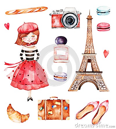 Lovely summer collection with Eiffel tower Stock Photo