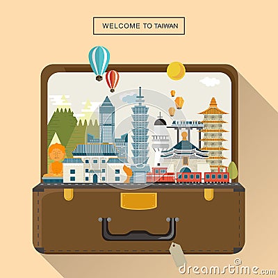 Lovely Taiwan travel poster Vector Illustration