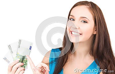 Lovely teenage girl with money Stock Photo