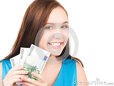 Lovely teenage girl with money Stock Photo
