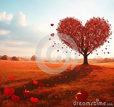 Lovely tree of love heart Stock Photo