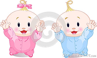 Lovely twins Vector Illustration