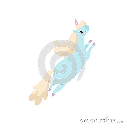 Lovely Unicorn, Cute Magic Fantasy Animal Jumping Vector Illustration Vector Illustration