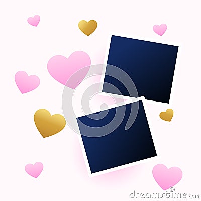 lovely valentine's day couple photo frame pink background Vector Illustration