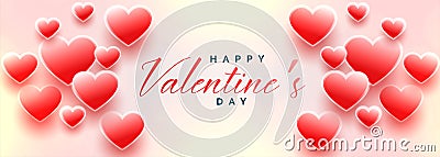 Lovely valentines day banner with many hearts Vector Illustration
