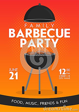 Lovely vector barbecue party invitation design template set. Trendy BBQ cookout poster design Stock Photo