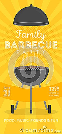 Lovely vector barbecue party invitation design template. Trendy BBQ cookout poster design Vector Illustration