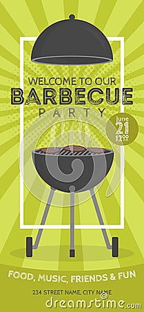 Lovely vector barbecue party invitation design template. Trendy BBQ cookout poster design Vector Illustration