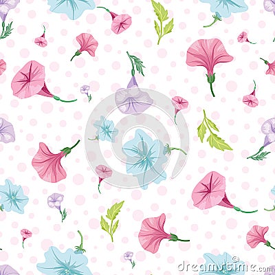 Lovely vector petunia flowers with leaf repeat Vector Illustration