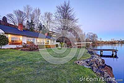 Lovely waterfront home with private dock Stock Photo