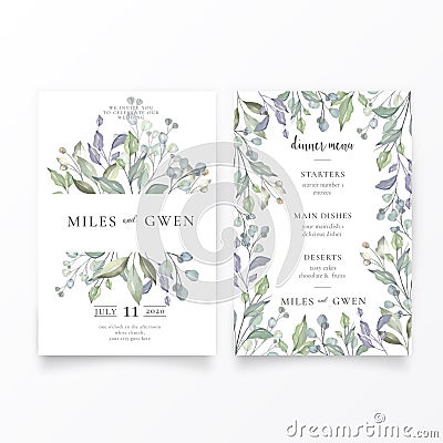 lovely wedding invitation menu template vector illustration Vector Illustration