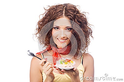 Lovely woman with a jelly cake Stock Photo