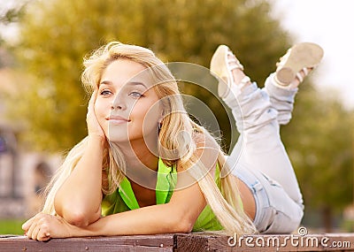 Lovely young girl relaxing Stock Photo