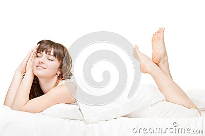 Lovely young woman luxuriating Stock Photo