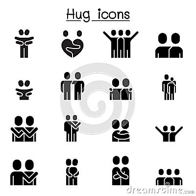 Lover, hug, friendship, relationship icon set vector illustration graphic design Vector Illustration