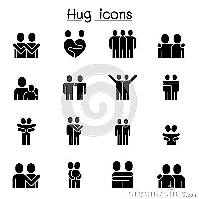 Lover, hug, friendship, relationship icon set vector illustration graphic design Vector Illustration