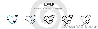 Lover icon in filled, thin line, outline and stroke style. Vector illustration of two colored and black lover vector icons designs Vector Illustration