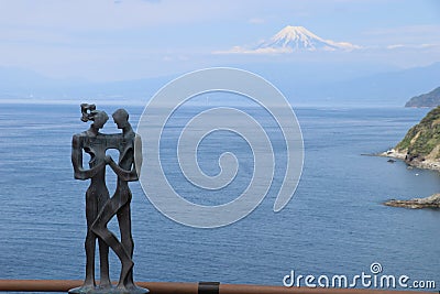 Mount Fuji in the Lover`s Gap Editorial Stock Photo