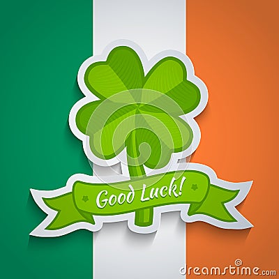 Lover sticker on Irish flag Vector Illustration