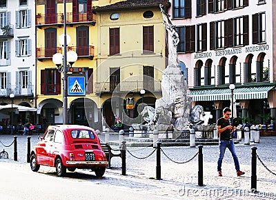 LOVERE, ITALY, 22 OCTOBER, 2018: Street scene in The Square - Piazza 13 Martiri Editorial Stock Photo