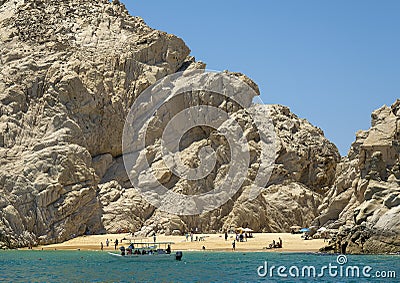 Lovers Beach on the Sea of Cortez near the Arch in Cabo San Lucas. Editorial Stock Photo