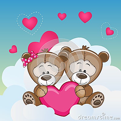 Lovers Bears Vector Illustration