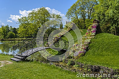 Lovers bridge in Botanical Garden Craiova, Romania Stock Photo