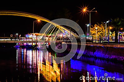 Lovers Bridge In The Night Editorial Stock Photo