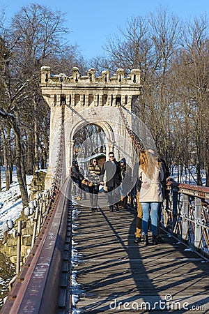 Lovers on a bridge Editorial Stock Photo