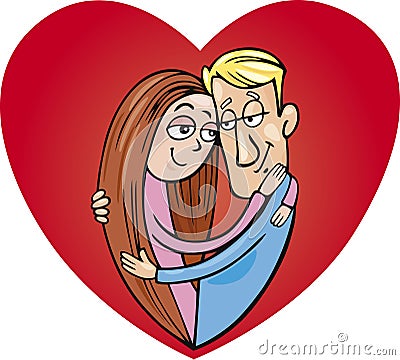 Lovers couple in heart shape Vector Illustration