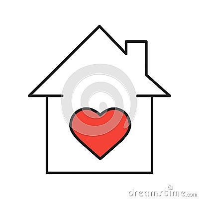 Lovers home linear icon Vector Illustration