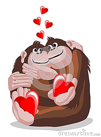 Lovers monkeys Vector Illustration