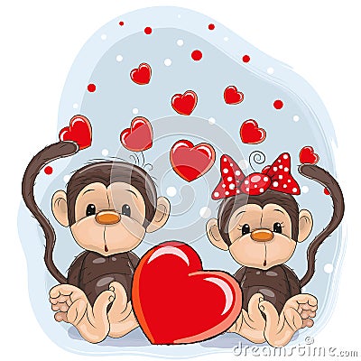 Lovers Monkeys Vector Illustration