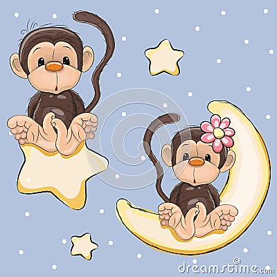 Lovers Monkeys Vector Illustration